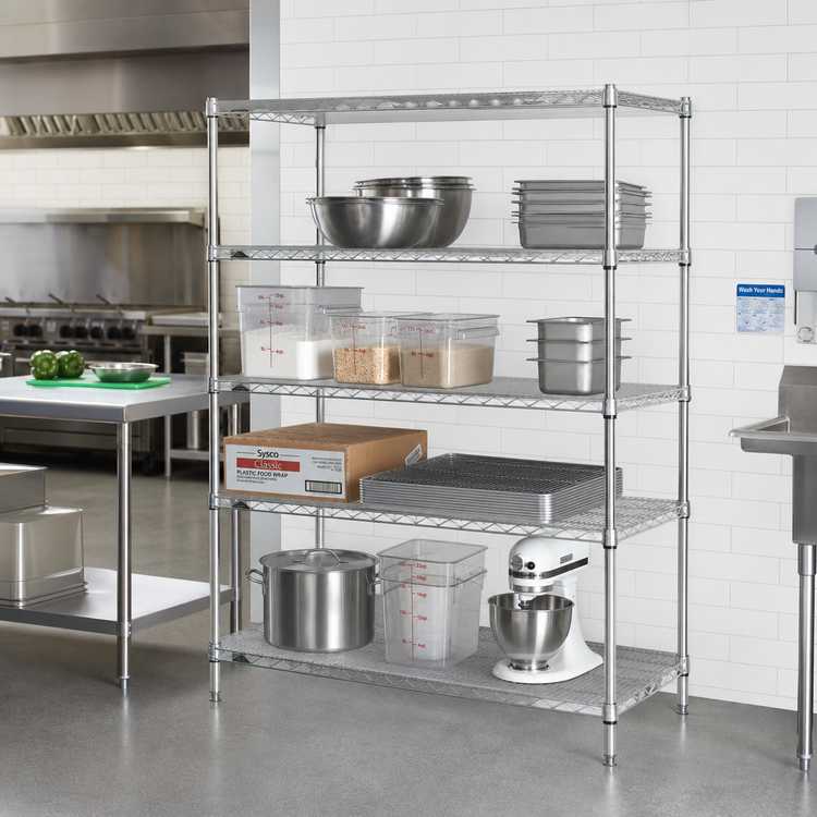 Product image #2 for Metro Super Erecta Brite 4-Shelf Stationary Starter Wire Shelving Unit, 60"W x 21"D x 63"H