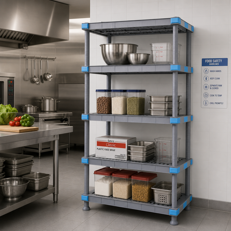 Product image #2 for Quantum Millenia 24"W x 18"D x 74"H Gray Polymer Stationary Starter Shelving Unit, 4 Shelves, 2,000 lb Capacity