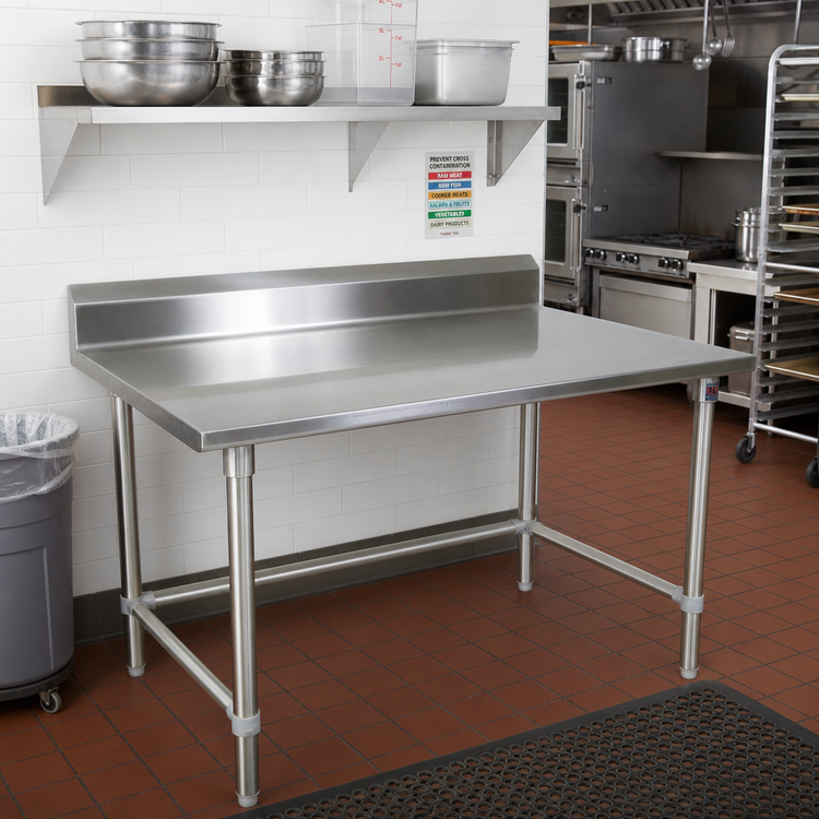 Product image #2 for John Boos Stallion 72-Inch x 30-Inch Stainless Steel Work Table with 5-Inch Backsplash