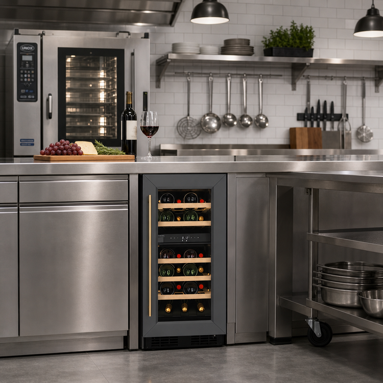 Product image #3 for KoolMore Dual Zone Wine Cooler with Glass Display Door, Black and Stainless Steel, 14.8 Inch Wide
