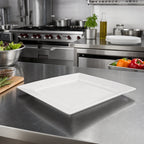 Thumbnail image #2 for Crestware Quattro QUA49 12-Inch Square Wide Rim Fully Vitrified Ceramic Plate, Pearl White Case of 8
