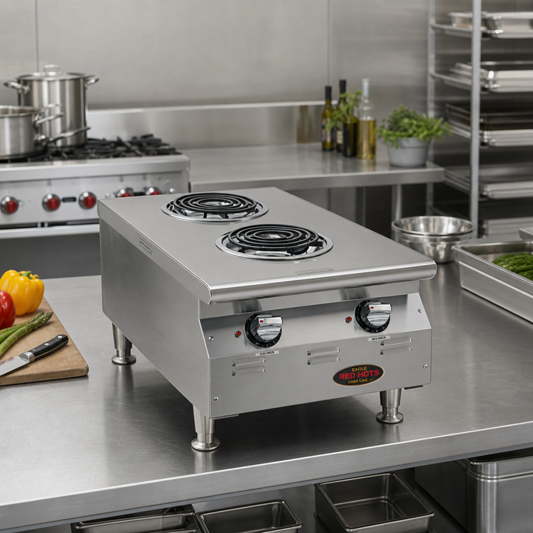 Product image #2 for Eagle RedHots Chef Line Countertop Electric 2-Burner Hotplate, 18 Inch, 120V