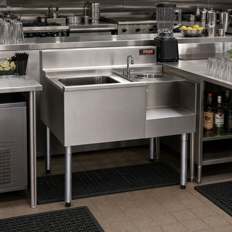 Product image #2 for Eagle Group 2200 Series 62 Inch Underbar Drainboard/Ice Bin/Blender Unit with Liquid Waste Chute