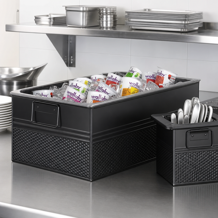 Product image #2 for American Metalcraft 1/3 Size Rectangular Galvanized Beverage Tub Housing, Black Finish