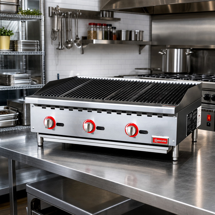 Product image #2 for Omcan USA 36-Inch Countertop Radiant Natural Gas Charbroiler with 3 Burners
