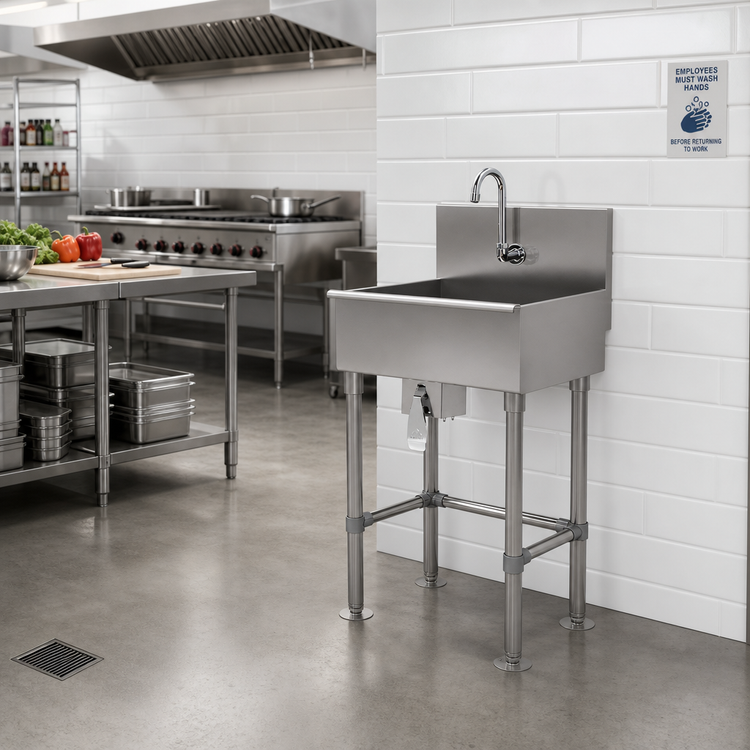 Product image #2 for One-Station Floor-Mounted Service Sink with Toe-Push Valve and Gooseneck Spout