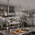 Thumbnail image #2 for John Boos PRB05-C Boat-Shaped Ceiling-Mounted Stainless Steel Pot Rack with 30 Double Hooks