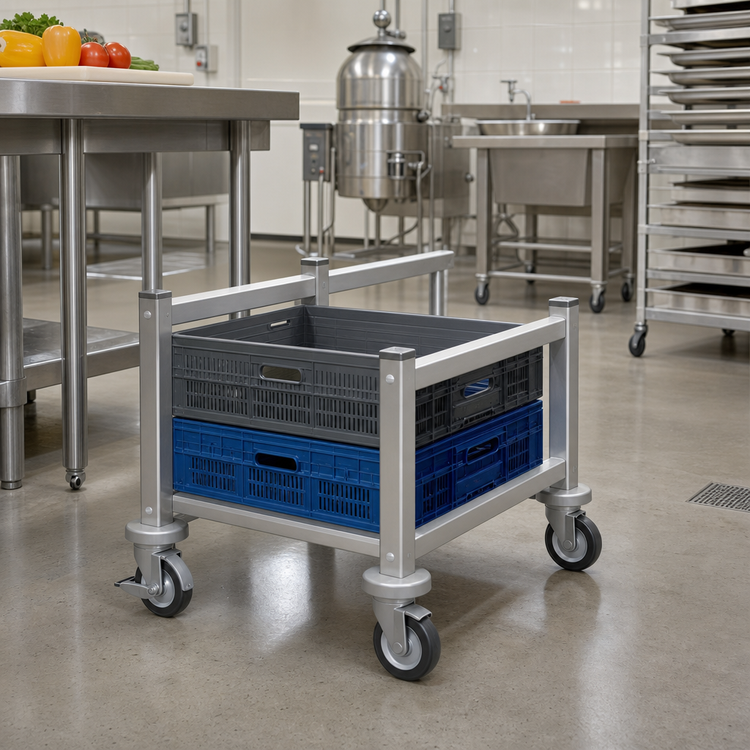 Product image #2 for Fermostock Mobile Dunnage Rack Upright, 12 Inch High x 18 Inch Deep, Deep Anodized Aluminum