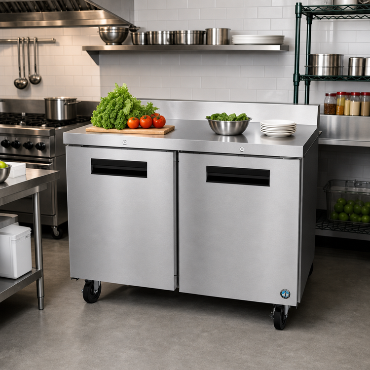 Product image #2 for Hoshizaki Steelheart WR48B-01 Two-Section Worktop Refrigerator, 48-Inch, 13.66 Cu. Ft., Stainless Steel