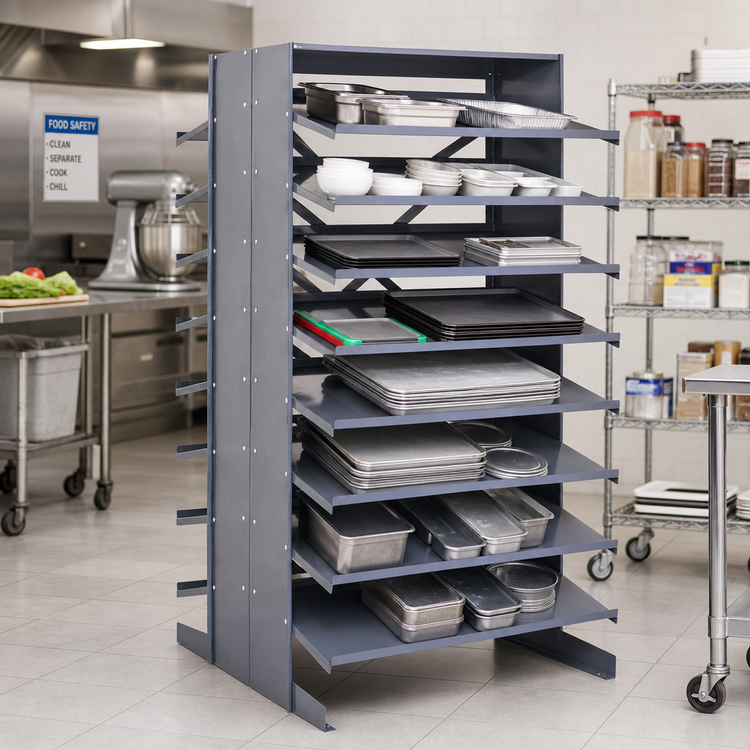 Product image #2 for Quantum Double-Sided Sloped Pick Rack, 16-Shelf Configuration, 800 lb Capacity, 36 x 36 x 60 Inches