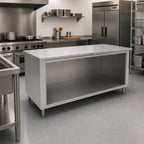 Thumbnail image #2 for John Boos 4CO4-2472 72" x 24" Stainless Steel Work Table with Open-Front Cabinet Base, 14-Gauge 300-Series Flat Top