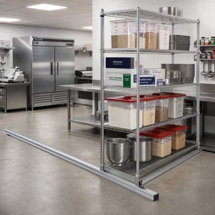 Product image #2 for Eagle Floor-Trak Single-Deep Floor Track Kit for Wire Shelving, 20 Ft.