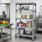Thumbnail image #2 for Quantum Millenia QPM244874VS-4 Mobile 4-Shelf Polymer Starter Shelving Unit, Open Grid, 48 x 24 x 74 in, Gray