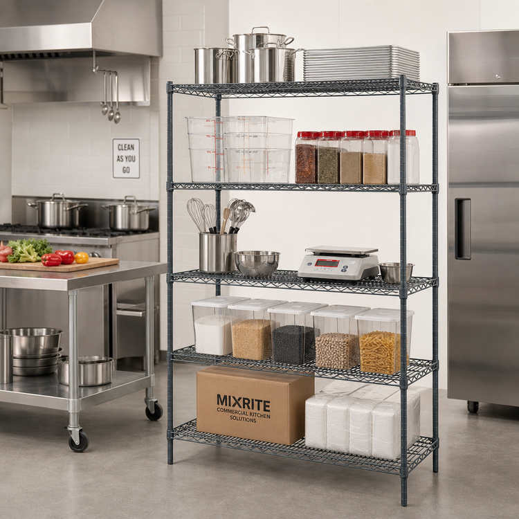 Product image #2 for Mixrite 36-Inch x 18-Inch Wire Shelving Unit with 5 Shelves and 86-Inch Posts, Slate Gray Epoxy
