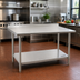 Thumbnail image #2 for BlendPort FL Series 60-Inch x 30-Inch Stainless Steel Work Table with Undershelf and 1-1/2-Inch Rear Upturn