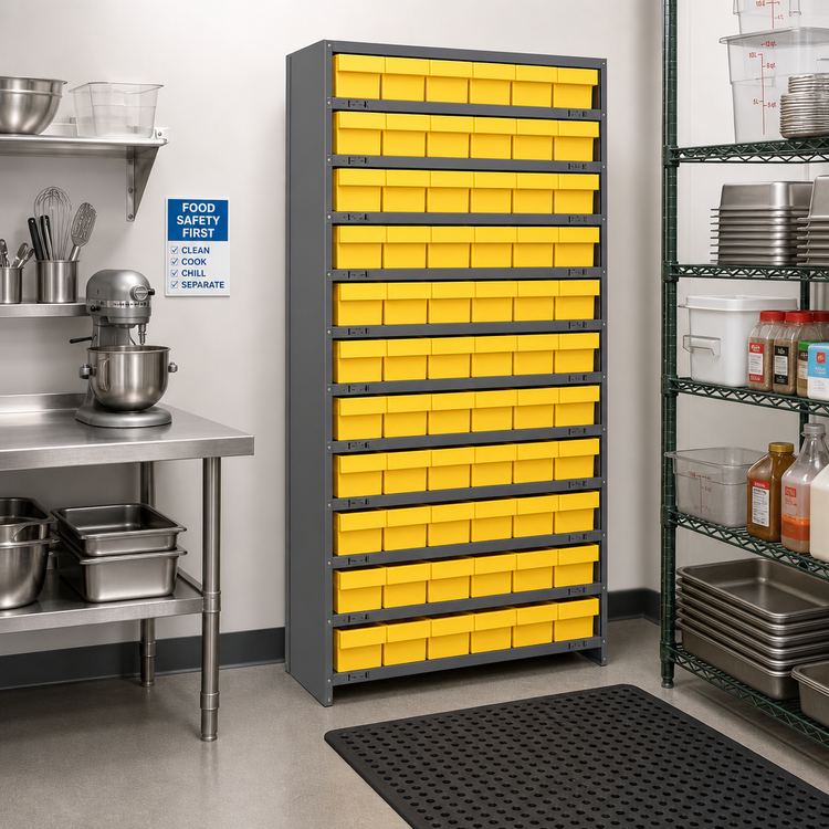 Product image #2 for Quantum Closed Heavy-Duty Wire Shelving Unit with 72 Bins, 36 x 18 x 75 Inches, Stationary