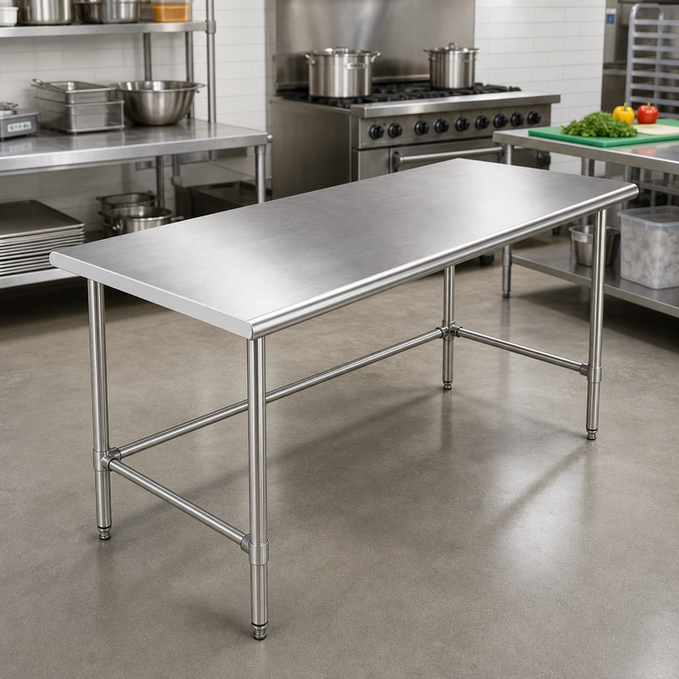 Product image #2 for 72 Inch x 30 Inch Stainless Steel Work Table with Reinforced Top and Adjustable Bracing