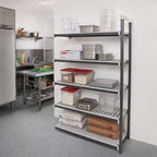 Thumbnail image #2 for Cambro Camshelving® Elements EXA183684VS5480 Stationary Add-On Shelving Unit, 5-Tier, 18" x 36" x 84", Vented & Solid, Gray