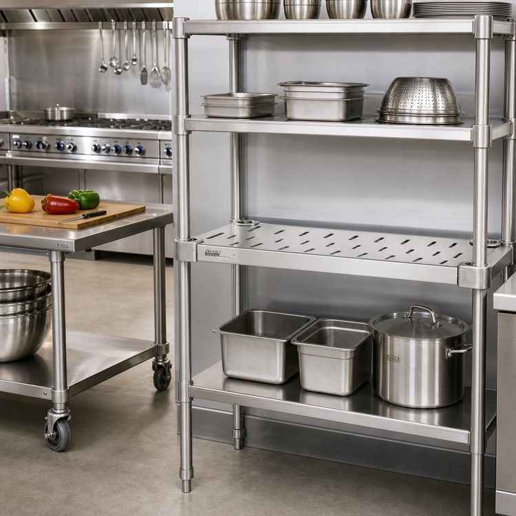 Product image #3 for Eagle Group Quik-Set 36"W x 24"D Louvered Solid Shelf, 304 Stainless Steel