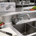 Thumbnail image #2 for BK Resources OptiFlow BKF-4SM-8-G Commercial Lead-Free Splash-Mount Faucet, 8-Inch Swing Spout, 4-Inch Centers, Ceramic Valves