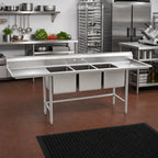 Thumbnail image #2 for Eagle Group S16 Series S16-20-2-18L 2-Compartment Stainless Steel Sink, Left Drainboard, 16-Gauge Top, 20" x 20" x 14" Bowls