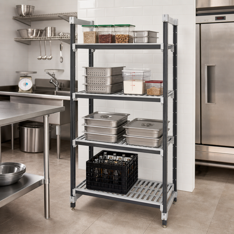 Product image #2 for Cambro Camshelving Elements XTRA 4-Tier Vented Stationary Starter Unit, 21 x 24 x 64 Inches