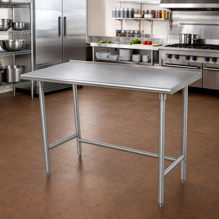 Product image #2 for Advance Tabco TFMS-244 48" x 24" 16 Gauge 304 Stainless Steel Work Table with 1-1/2" Rear Upturn