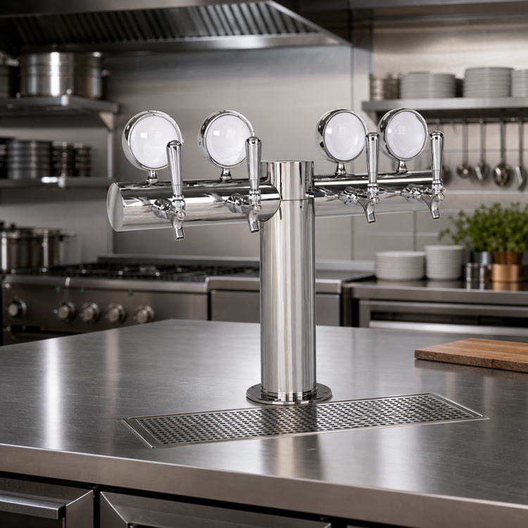 Product image #2 for Metropolis T Medallion 4-Faucet Glycol-Cooled Countertop Draft Beer Tower