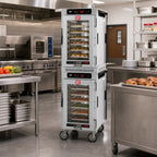 Thumbnail image #3 for Metro HotBlox™ HBCN16-DCPC-M Narrow Dual-Cavity Pass-Thru Mobile Insulated Holding Cabinet, 16-Pan, Digital Touchscreen, Clear Doors