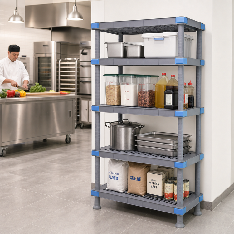 Product image #2 for Quantum Millenia 5-Shelf Polymer Starter Shelving Unit, 42"W x 21"D x 50"H, Gray