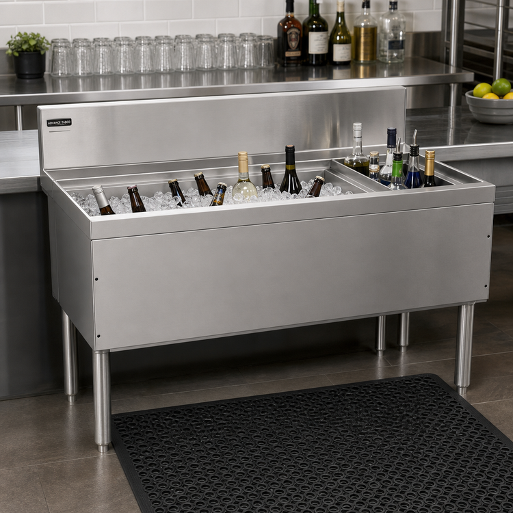 Product image #2 for Advance Tabco Prestige Supreme 36-Inch Bar Ice Chest with 10-Circuit Cold Plate and Right-Side Bottle Storage Rack