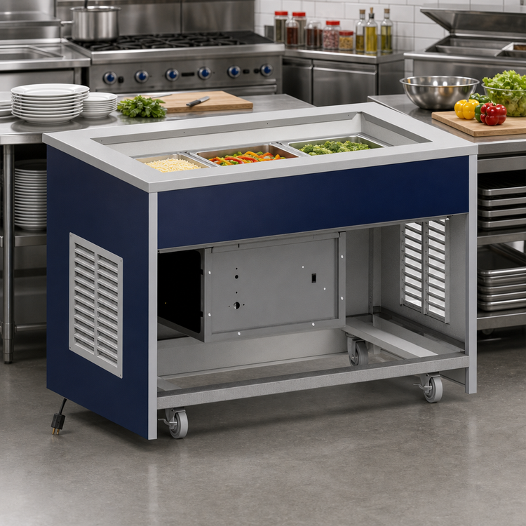 Product image #2 for Atlas Metal INFRM-3 3-Pan Refrigerated Cold Food Unit with Open Cabinet Base
