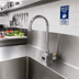 Thumbnail image #2 for Fisher Touchless Sensor Faucet with Rigid Gooseneck Nozzle, Single Backsplash Mount, Chrome-Plated Brass