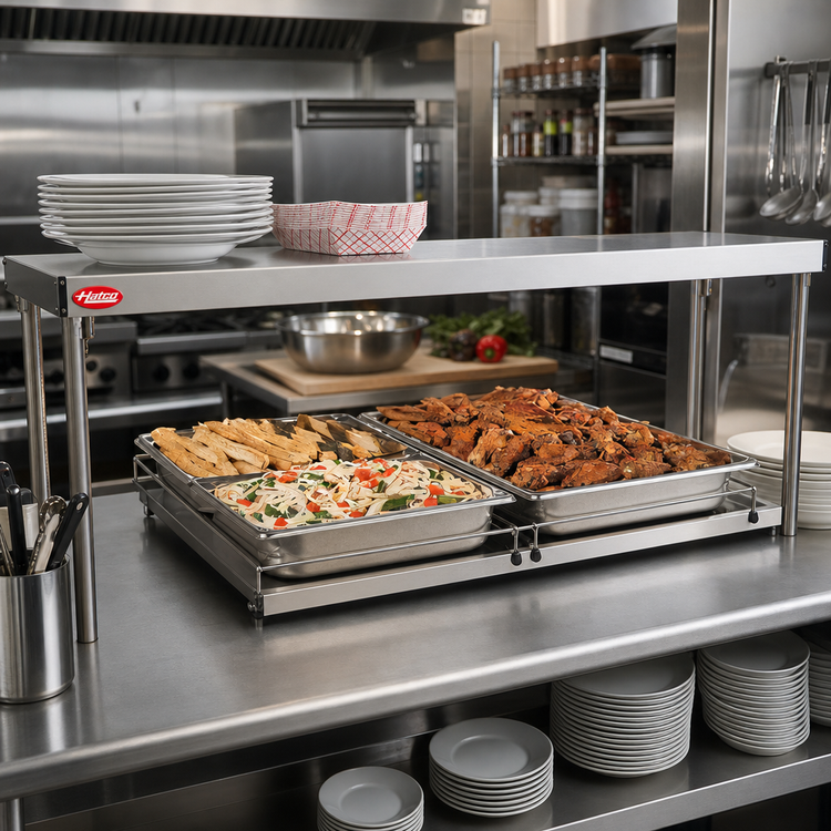 Product image #2 for Hatco Glo-Ray® Freestanding Heated Shelf, 36 Inch W x 7.75 Inch D, Stainless Steel Top