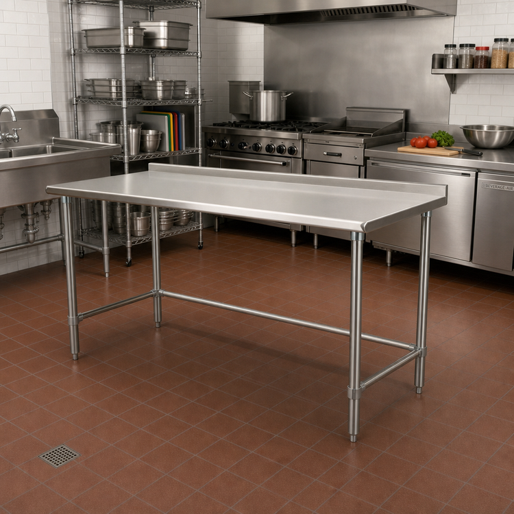 Product image #2 for Eagle Group BlendPort Deluxe Series Stainless Steel Work Table, 48 x 30 Inches, Open Base, 1-1/2 Inch Rear Upturn