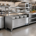 Thumbnail image #2 for Randell 74-1/2-Inch Modular Chef Service Counter Center Section with Plate Storage Cabinet and Double Overshelf
