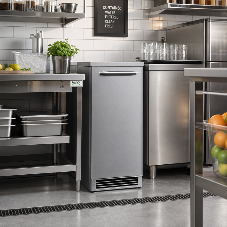 Product image #3 for Summit Commercial 15-Inch ADA Drain-Free Built-In/Freestanding Crescent Cube Ice Maker with 22-lb Storage Bin