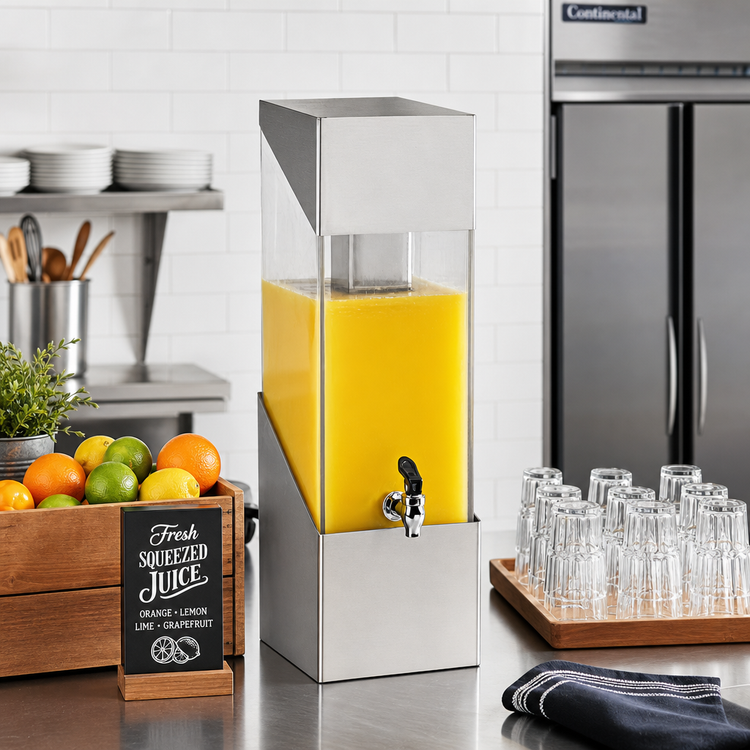 Product image #2 for Cal-Mil Squared Single Beverage Dispenser, 3 Gallon Acrylic Tank, Stainless Steel Base