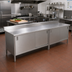 Thumbnail image #2 for John Boos Enclosed Base Work Table with Sliding Doors, 96 x 24 Inch, 16-Gauge 300 Series Stainless Steel Top, 5-Inch Backsplash