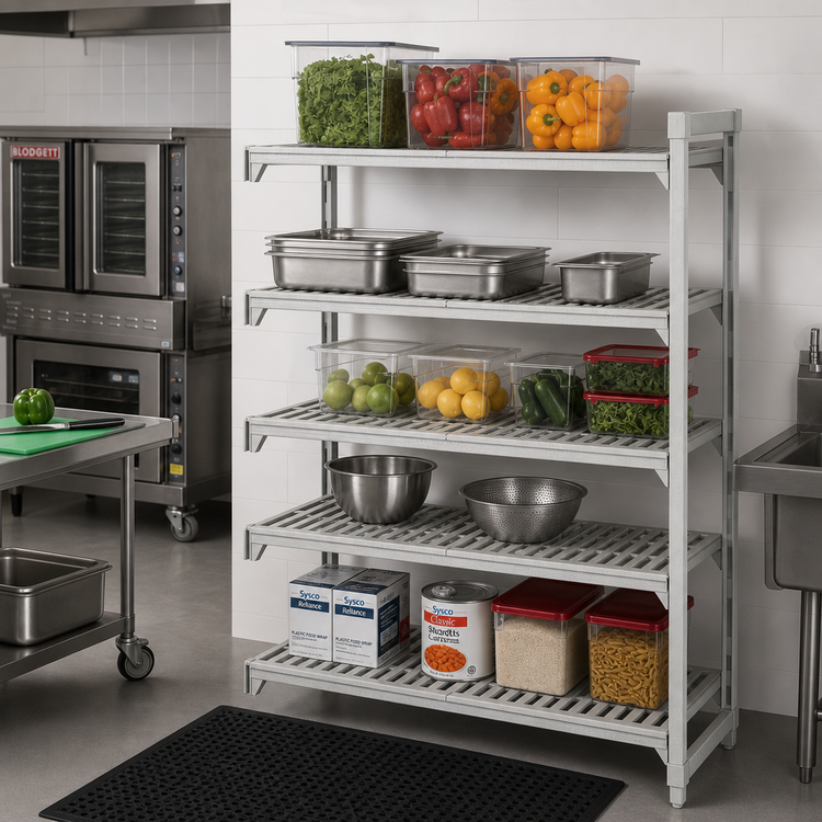 Product image #3 for Cambro Camshelving Premium 5-Shelf Vented Stationary Add-On Shelving Unit, 21 x 42 x 64 Inches, Speckled Gray
