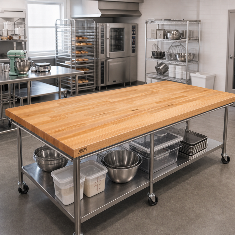 Product image #2 for John Boos 132-Inch x 30-Inch Edge Grain Laminated Northern Hard Rock Maple Work Table Top, 1-1/2-Inch Thick
