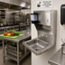 Thumbnail image #2 for BK Resources Wall-Mounted 14 x 10 T-304 Stainless Steel Hand Sink with Integral Towel Dispenser
