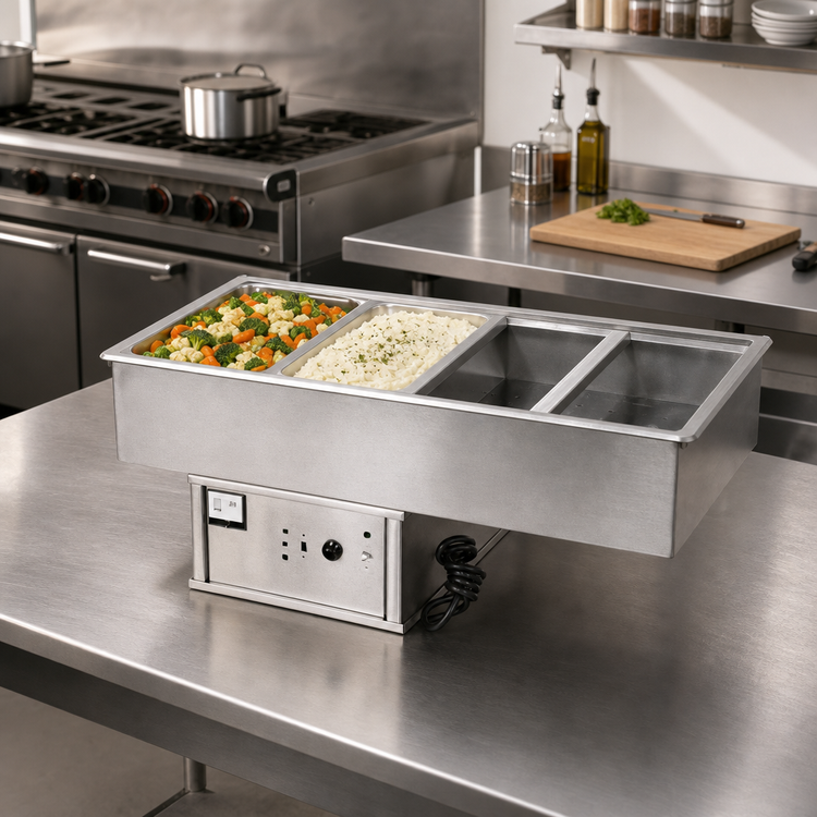 Product image #2 for Atlas Metal WCM-HP-2 Two-Pan Hot/Cold Drop-In Food Well