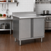 Thumbnail image #2 for Eagle Spec-Master 36 x 24 Inch Stainless Steel Enclosed Worktable with Hinged Doors and Backsplash