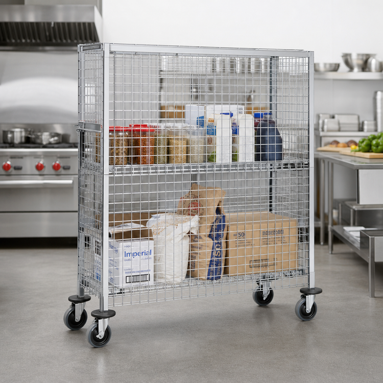 Product image #2 for Metro Super Erecta Mobile Wire Security Cage, Chrome Plated Finish, 52-3/4 x 21-1/2 x 68-1/2 Inches