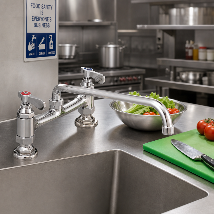 Product image #2 for OptiFlow Heavy Duty Deck Mount Manual Faucet with 18-Inch Double-Jointed Swing Spout