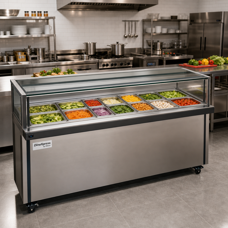 Product image #2 for Dinex DineXpress Slimline Ice-Cooled Cold Food Counter, 2 x 12 x 20 Pan Capacity