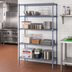 Thumbnail image #2 for Quantum Stationary Wire Shelving Starter Kit, 54W x 24D x 63H, Gray Epoxy Antimicrobial, 5 Shelves