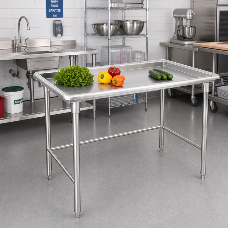 Product image #2 for John Boos Stainless Steel Sorting Table with 2-1/4-Inch Raised Edge, Open Base, 48-7/8 x 30-3/8 Inches