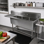 Thumbnail image #2 for John Boos Pro-Bowl 3PB1824-1D18L 3-Compartment Stainless Steel Sink with Left Drainboard, 18 x 24 x 12-Inch Bowls, 10-Inch Backsplash